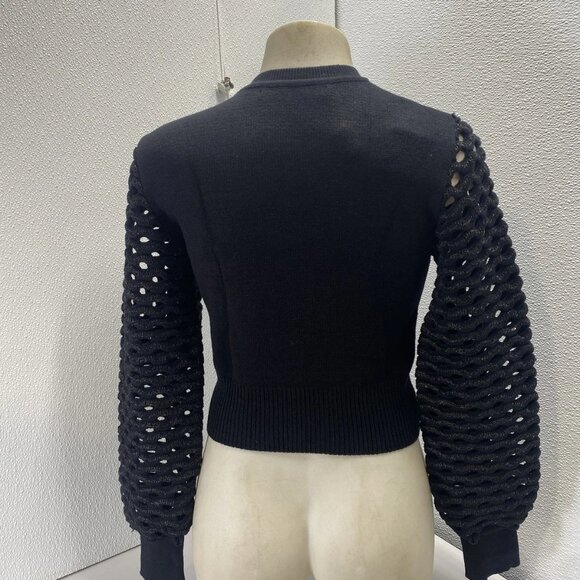 NEW MARIA PAVAN Womens Sequin Braided Long Sleeve Soft Sweater Size M Black - Picture 7 of 13